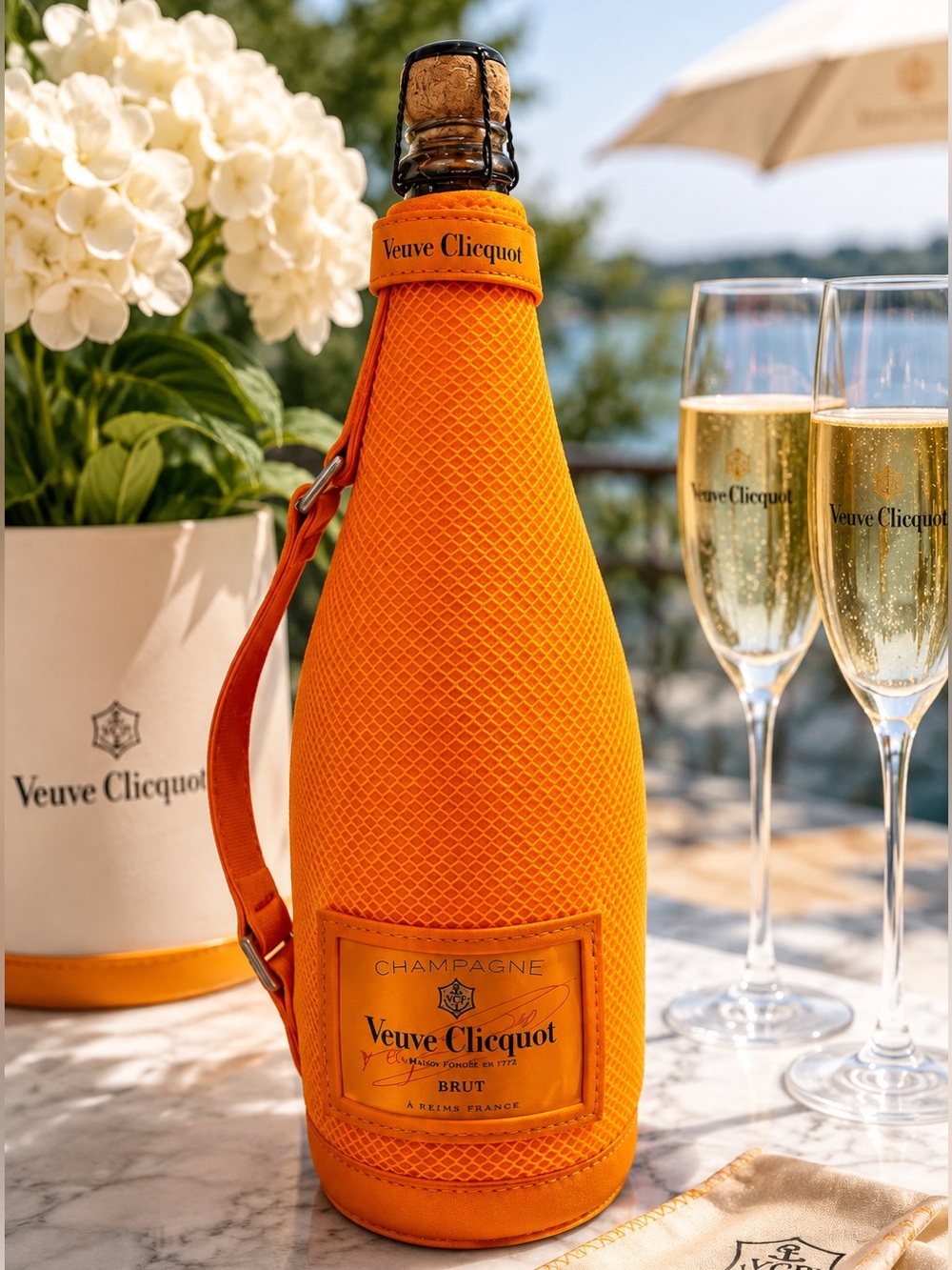 Veuve Clicquot Orange Champagne Bottle Holder Neoprene Ice Jacket 750ml